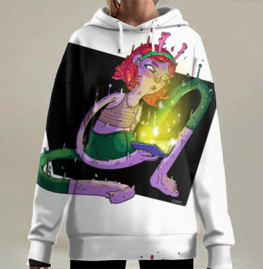 Чтение Таинственной Книги Светящихся знаний светящихся знаний, Hoodie Long Oversize 3D