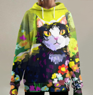 Цифровая картина «Маркиз в цветущем лугу», Hoodie Long Oversize 3D