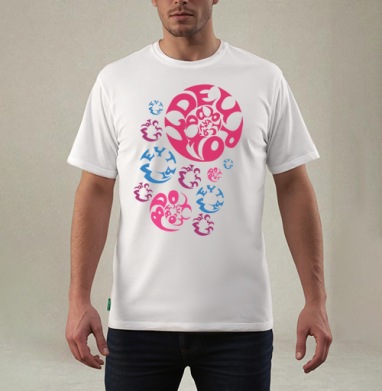 Stylish Geometric Circles Be Where You Want / Яркая типографика Будь где хочется, Футболка мужская REGULAR белая