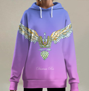 Корона с крыльями и шишкой – символ духовной власти, Hoodie Long Oversize 3D