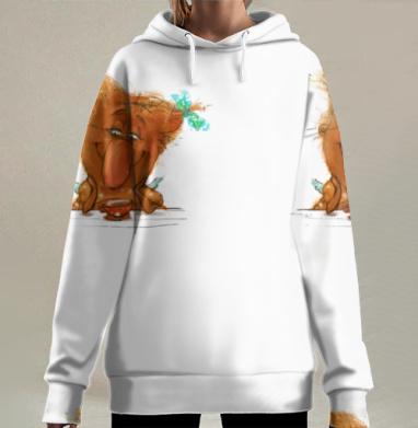 Большой носатый герой за чашкой чая большая носатый, Hoodie Long Oversize 3D