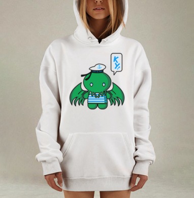 Робот Ктулху морской в мультяшном стиле море силы Ктулху, Hoodie Mjhigh Dig, оверсайз, утепленная