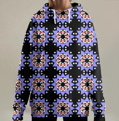 Lavender abstract pattern with stars / Абстрактный лавандовый паттерн в современном стиле, Hoodie Long Oversize 3D