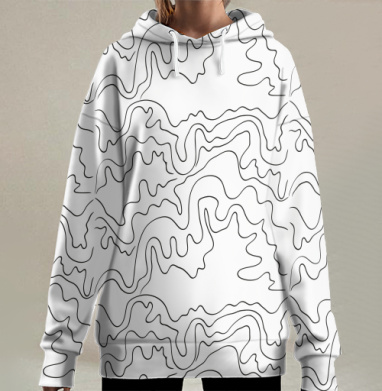 Плавный витиеватый узор завораживает глаз своей красотой, Hoodie Long Oversize 3D