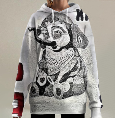 Югра Ханты Мансийск механизированная собака уличное искусство, Hoodie Long Oversize 3D