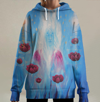 Медитация духовное пробуждение алые цветы, Hoodie Long Oversize 3D