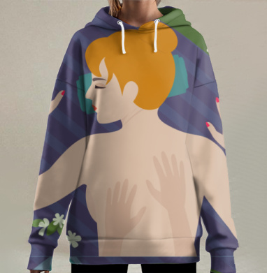 Расслабляющий массаж спокойствие забота рук, Hoodie Long Oversize 3D