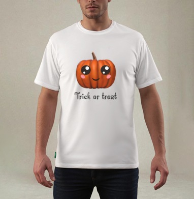 Веселая тыква для праздника Хэллоуина Trick or treat, Футболка мужская REGULAR белая
