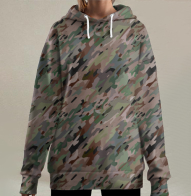 Милитари камуфляж для одежды повседневной носки, Hoodie Long Oversize 3D