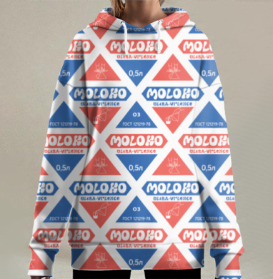 Упаковка Советского Молока В Красных Треугольниках, Hoodie Long Oversize 3D