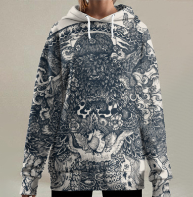 Морское чудовище, Hoodie Long Oversize 3D