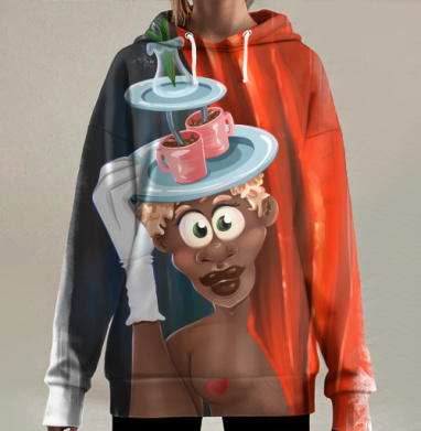 Мультяшный дамский угодник, Hoodie Long Oversize 3D