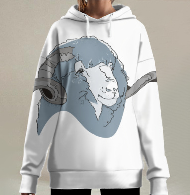 Спокойный баран с рогами спокойствия и силы, Hoodie Long Oversize 3D