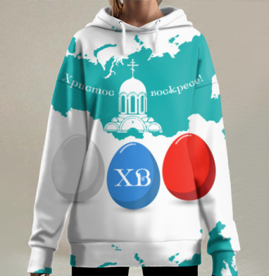 Пасха Святой Русь Традиции Отмечают Праздник, Hoodie Long Oversize 3D