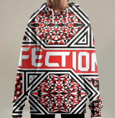 Строгий красный черный перфекционизм на фоне, Hoodie Long Oversize 3D