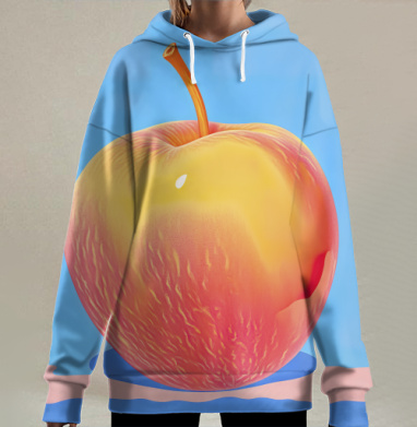 Сочный персик летнее настроение свежесть, Hoodie Long Oversize 3D