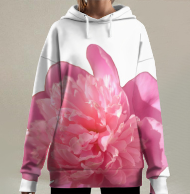 Розовый пион крупным планом весеннее настроение цветочное настроение, Hoodie Long Oversize 3D