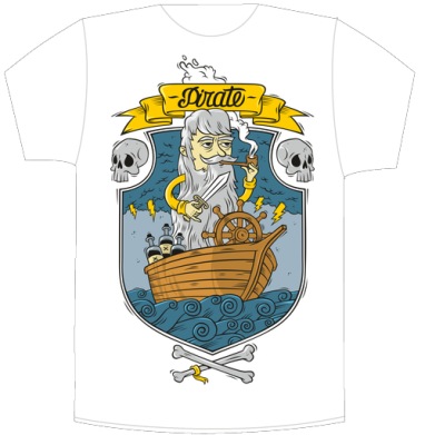 Cartoon Pirate Captain / Старый морской волк в маленькой деревянной лодке - Своя футболка белая A6 (10 x 15 см), страница 7