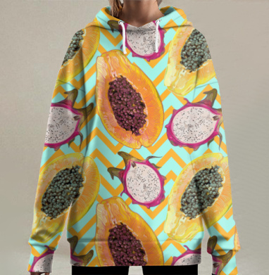 Экзотический танец папайи и питайи, Hoodie Long Oversize 3D