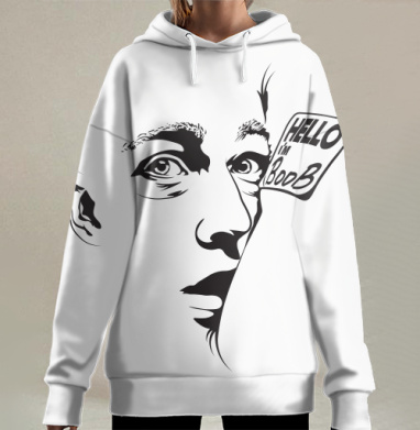 Загадочный человек с ироничной биркой привлекает взгляды., Hoodie Long Oversize 3D