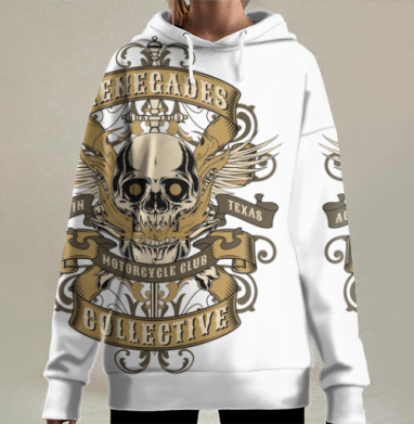 Череп и крылья мотоклуб Ренегаты коллектив, Hoodie Long Oversize 3D