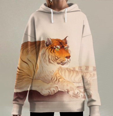 Задумчивый тигр в теплых оттенках гармония внутреннего мира, Hoodie Long Oversize 3D