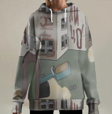 Отчаяние одиночества среди дворцов на одно лицо, Hoodie Long Oversize 3D