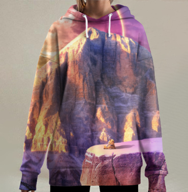 Мистическая Медитация у Горы и Космоса, Hoodie Long Oversize 3D