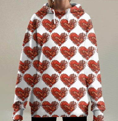 Плакат «Вместо сердца — пламенный мотор» стимпанк, Hoodie Long Oversize 3D