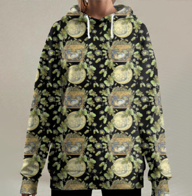 Мистические птицы и растения в природном мире, Hoodie Long Oversize 3D