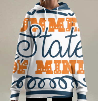 Летнее настроение состояние души всегда летом на уме, Hoodie Long Oversize 3D