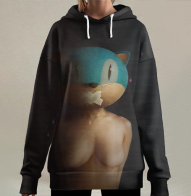 Маска ёжика с арт-эффектом на тело, Hoodie Long Oversize 3D