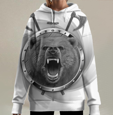 Медведь и оружие мощь защиты ZOV, Hoodie Long Oversize 3D