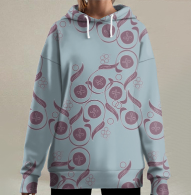 Изящный винтажный растительный орнамент Floral Pattern / Цветочный узор, Hoodie Long Oversize 3D