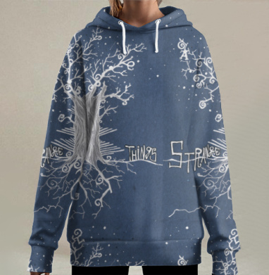 Загадочное дерево со странными вещами на темном фоне, Hoodie Long Oversize 3D