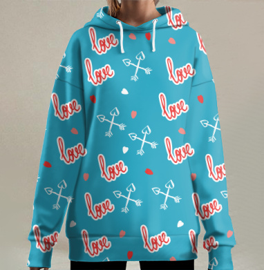 Романтичные стрелы сердца любви для повседневных вещей, Hoodie Long Oversize 3D