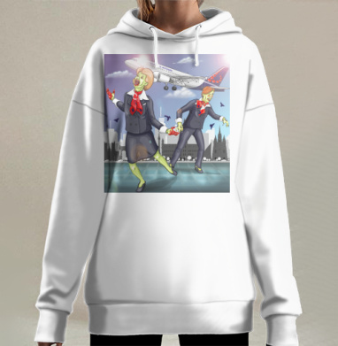 Зомби авиаперсонал у самолета Brussels Airlines воздушного транспорта, Hoodie Long Oversize 3D