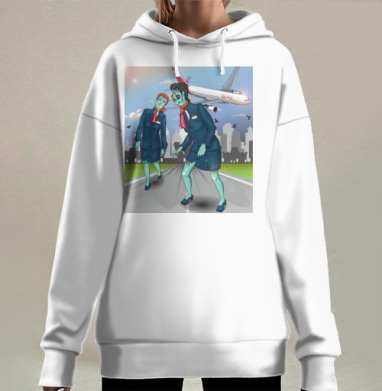 Женщины зомби бортпроводницы на полосе Iberia, Hoodie Long Oversize 3D