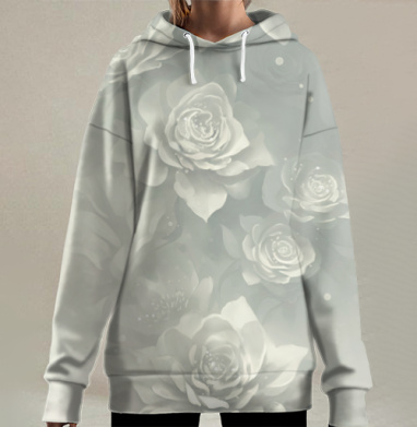 Мягкое цветочное спокойствие нежных природных оттенков, Hoodie Long Oversize 3D
