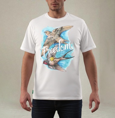 Freedom – Свобода птицы в небе с золотым клевером удачи Свобода, Футболка мужская REGULAR белая