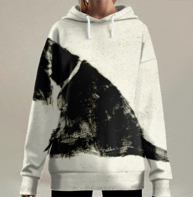 Выразительный черный скотч терьер порода собака на бежевом фоне, Hoodie Long Oversize 3D
