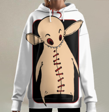 Мультяшный злой герой с швом и цифрой 13, Hoodie Long Oversize 3D