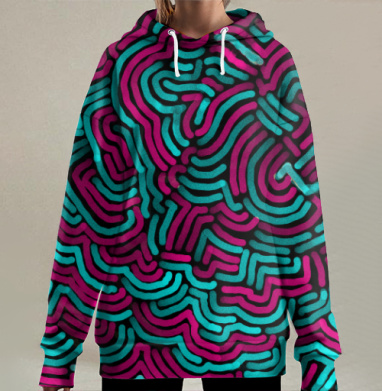 Узор круглый, Hoodie Long Oversize 3D