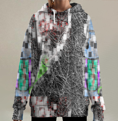 Огнемёт с дымом и пикселями Огнемёт с дымом и пикселями, Hoodie Long Oversize 3D