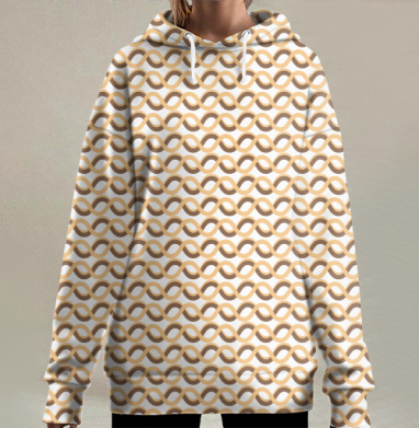 Волнистые линии образуют абстрактный узор, полный гармонии и потока, Hoodie Long Oversize 3D