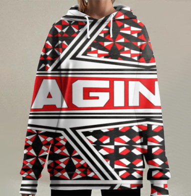 Воображение и творческий потенциал красно черно белом, Hoodie Long Oversize 3D