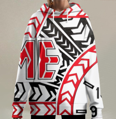 Время красный черный белый циферблат часы, Hoodie Long Oversize 3D