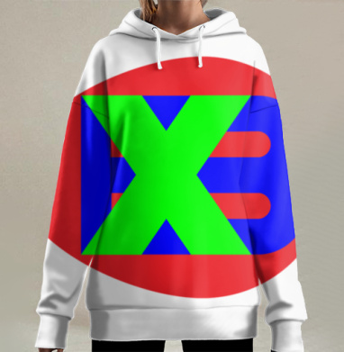 Красно зеленый синий символ православного праздника яйцо, Hoodie Long Oversize 3D