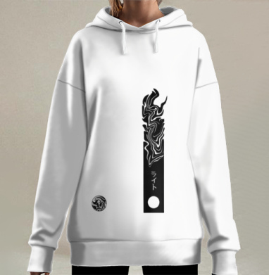 Черно белый абстрактный японский свет и дым, Hoodie Long Oversize 3D