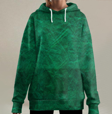 Изумрудный зеленый абстрактный узор с глубиной текстур, Hoodie Long Oversize 3D